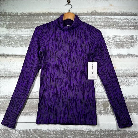 Athleta Flurry Elemental Turtleneck Purple Black Print Women’s Size XS - Picture 5 of 15